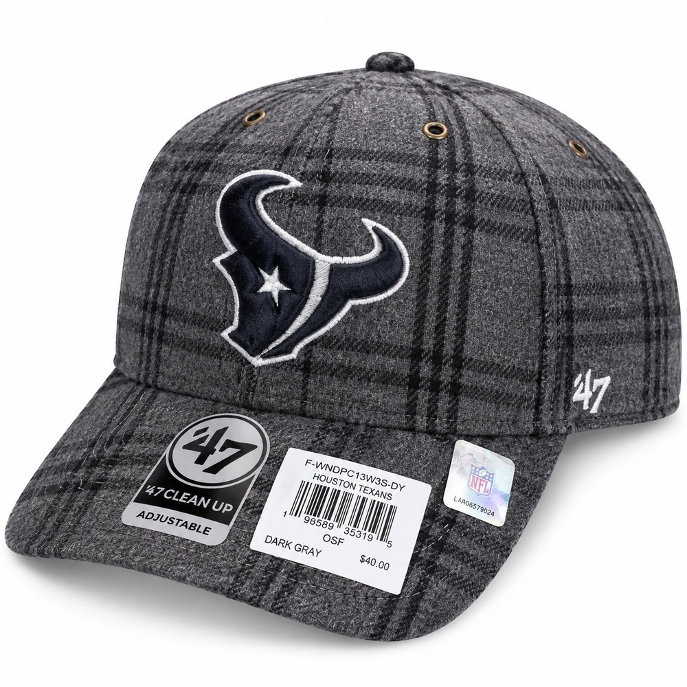 New 47 Houston Texans Clean Up Adjustable Hat Gray Widowpane Plaid NFL cap $40